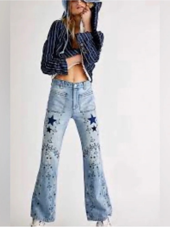 We The Free Denim - We The Free-Embellished Flare Star Jeans 🌟